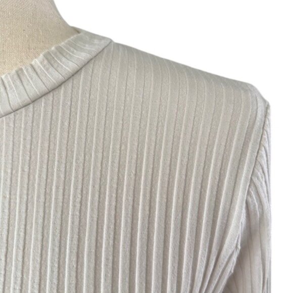 Eileen Fisher Womens Textured Stretch Rib Crew Neck Tunic Bone Long Sleeve M EUC - Picture 5 of 11